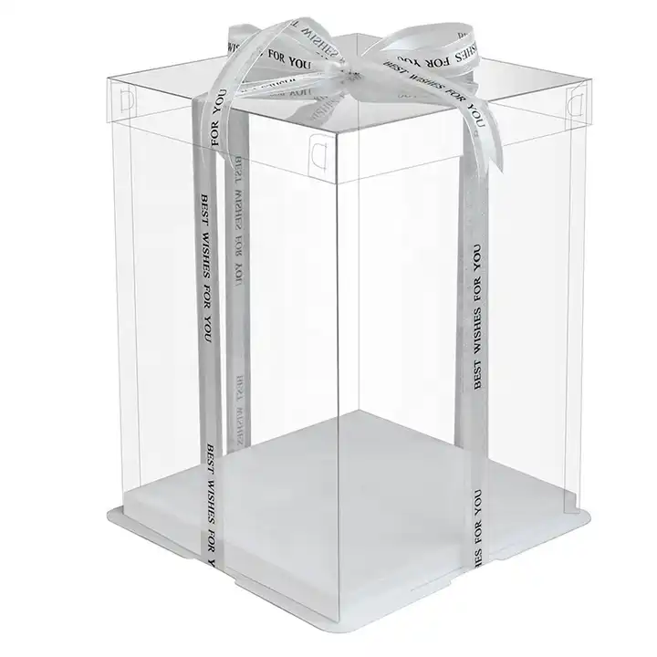 Transparent Plastic Boxes With Ribbon