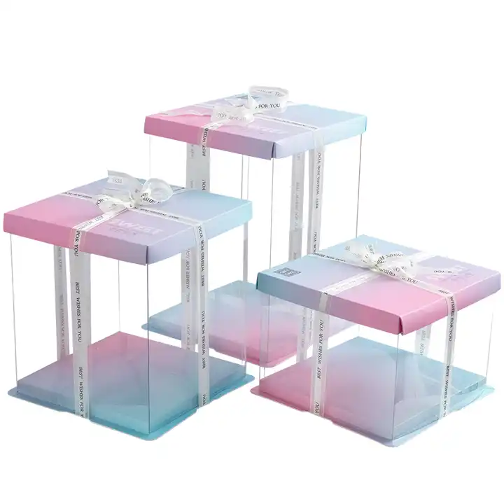 Transparent Plastic Boxes With Ribbon